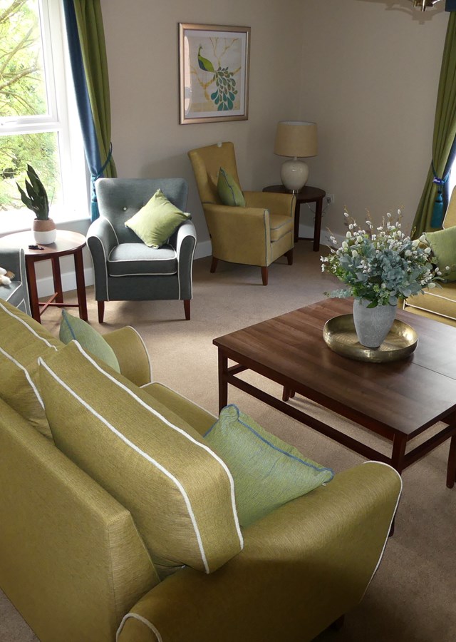 An image of a new lounge area in the refurbished Town Thorns Care Home.